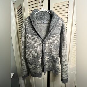 Bonobos Button Down Cardigan Navajo Style Shawl Collar Gray